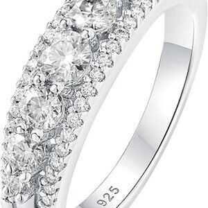925 Sterling Silver Engagement Moissanite Wedding Bands for Women